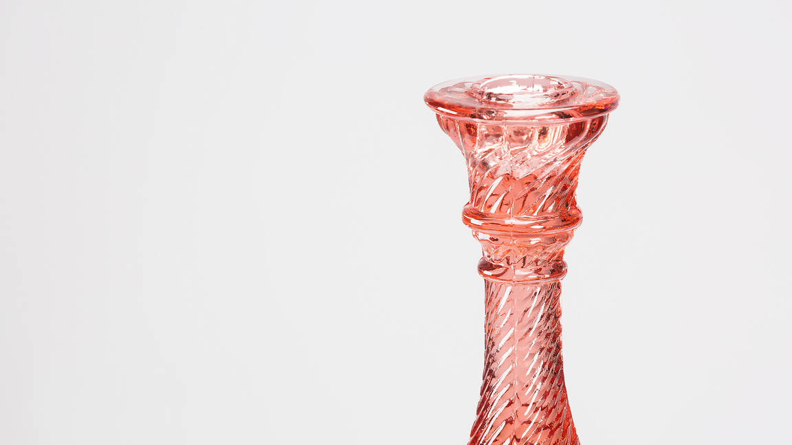 Подсвечник Candela Pink Van Verre, материал: стекло, цвет: розовый — крупный вид сверху